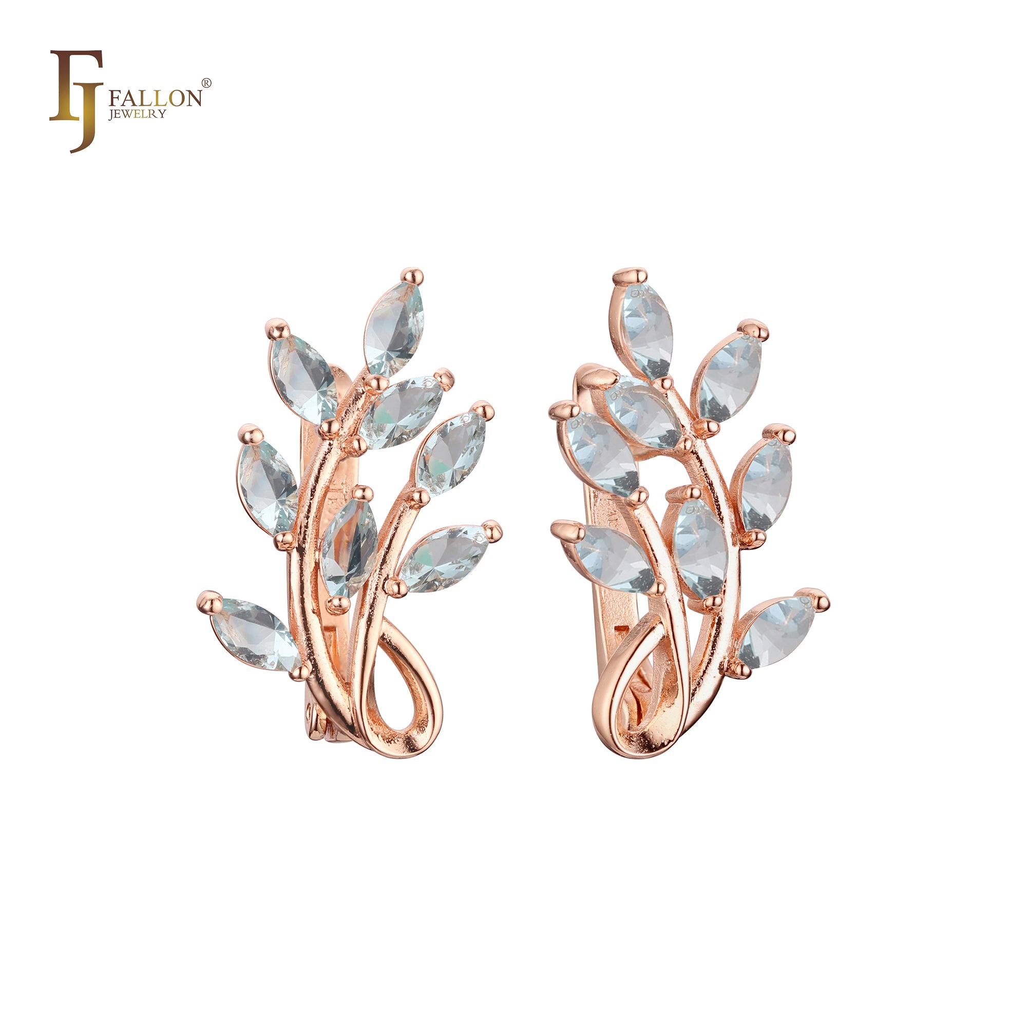 Rising cluster flower CZs Rose Gold earrings