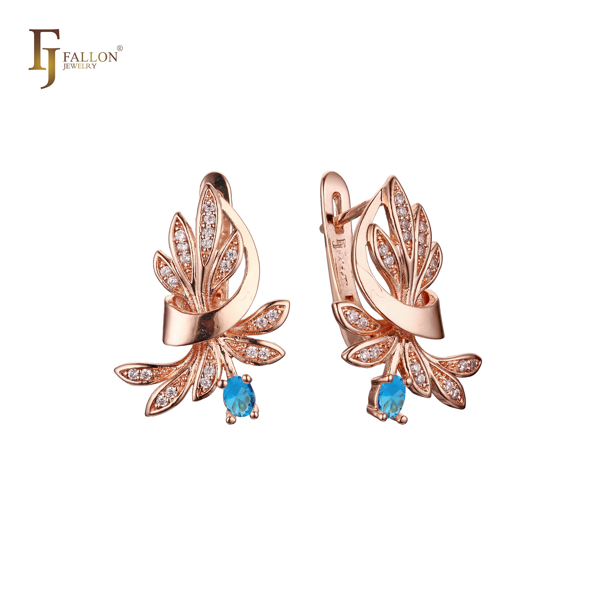 Luxurious dancing flower cluster CZs Rose Gold earrings