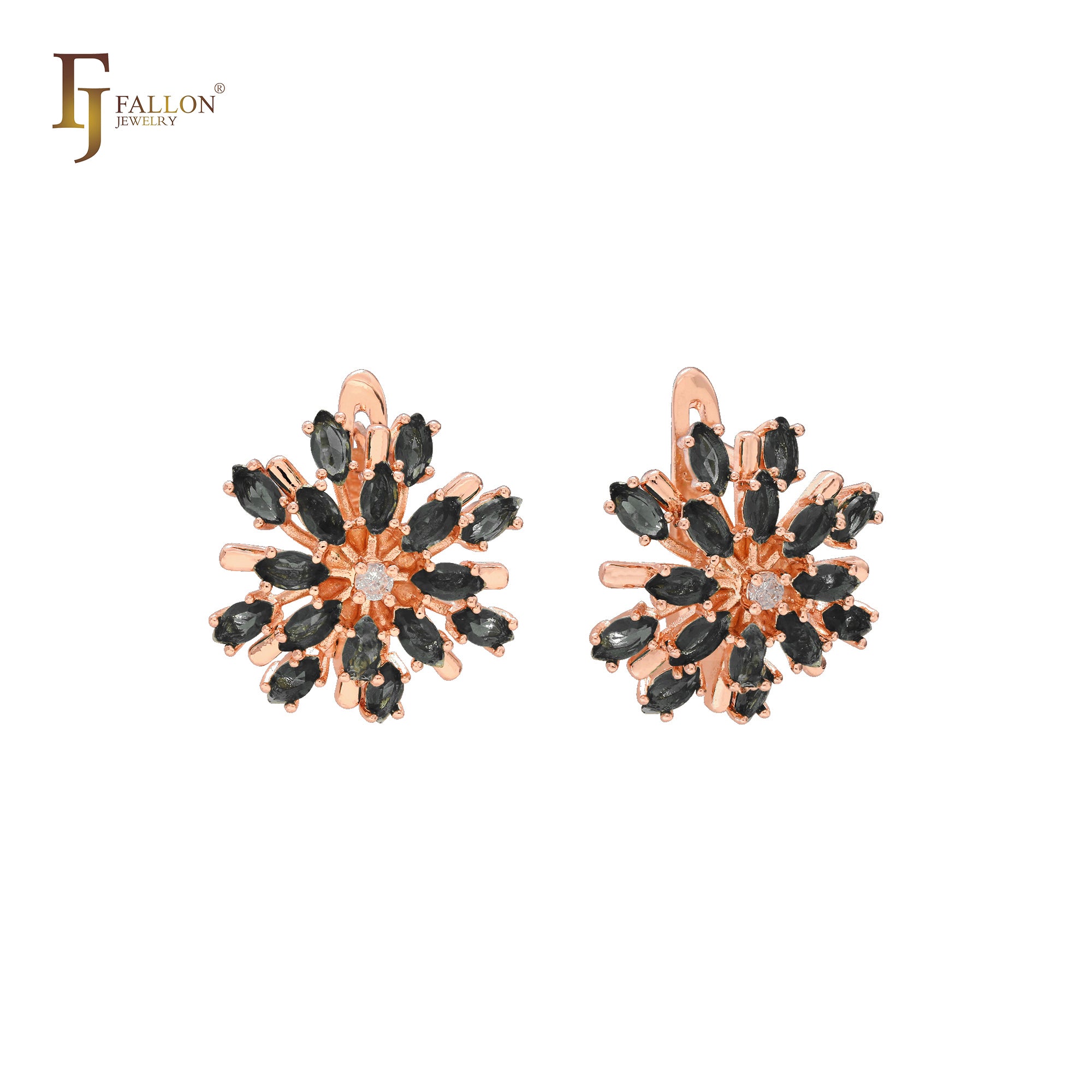 Cluster Flower Blooming firework Rose Gold Earrings