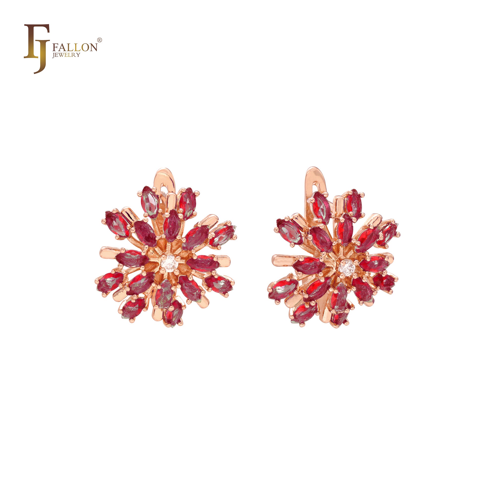 Cluster Flower Blooming firework Rose Gold Earrings