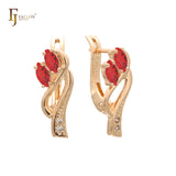 Double Marquise Colorful CZs 14K Gold, Rose Gold Earrings