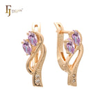 Double Marquise Colorful CZs 14K Gold, Rose Gold Earrings