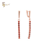 Long Cluster CZs long drop 14K Gold, Rose Gold earrings