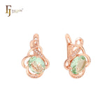 Solitaire big triangular CZ Rose Gold, two tone earrings