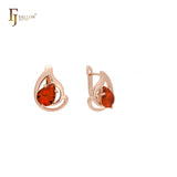 Solitaire teardrop colorful CZ Rose Gold earrings