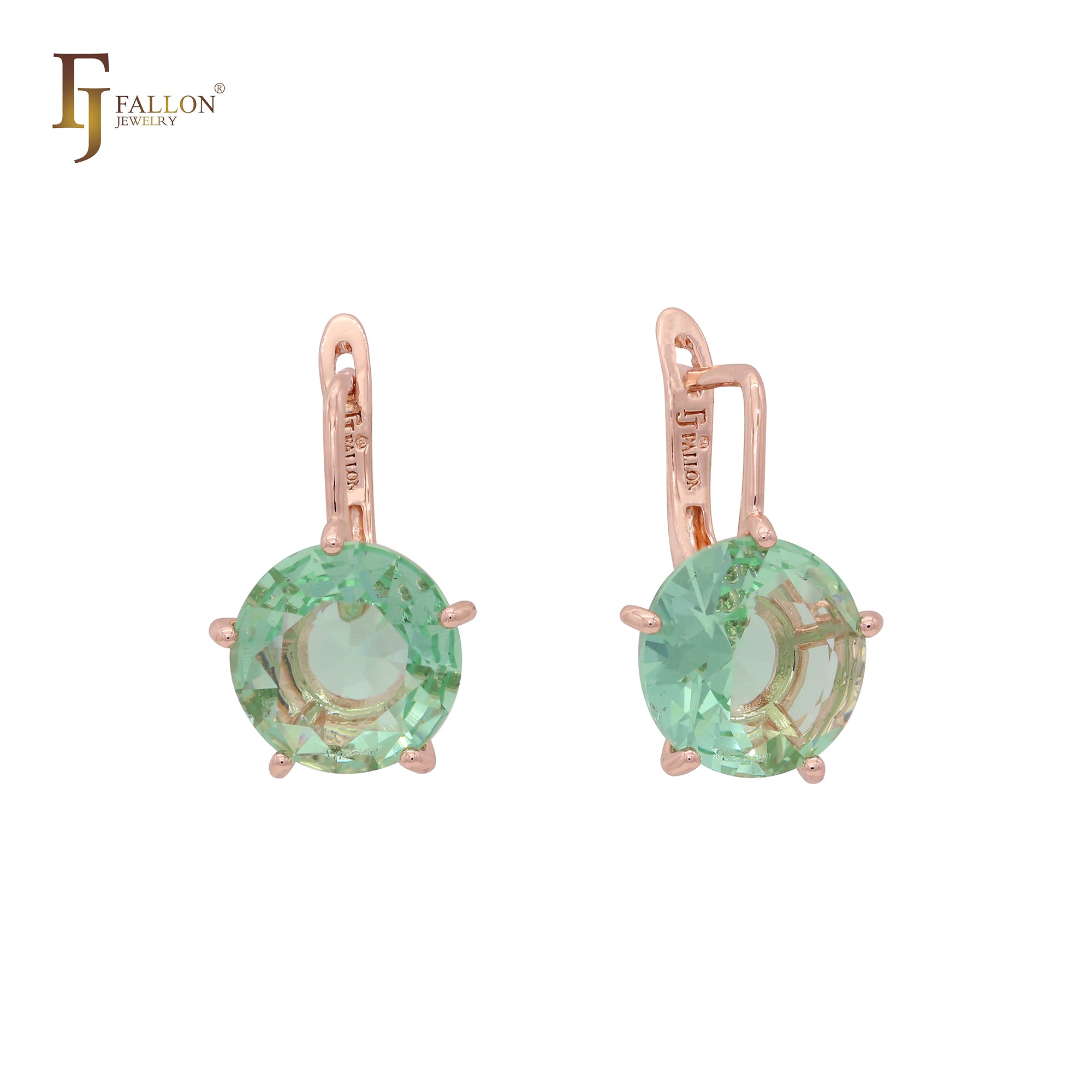 Solitaire big round CZ 14K Gold, Rose Gold earrings