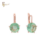 Solitaire big round CZ 14K Gold, Rose Gold earrings