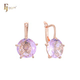 Solitaire big round CZ 14K Gold, Rose Gold earrings