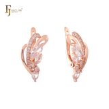 Cluster red or white CZs 14K Gold, Rose Gold, two tone earrings