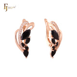 Cluster red or white CZs 14K Gold, Rose Gold, two tone earrings