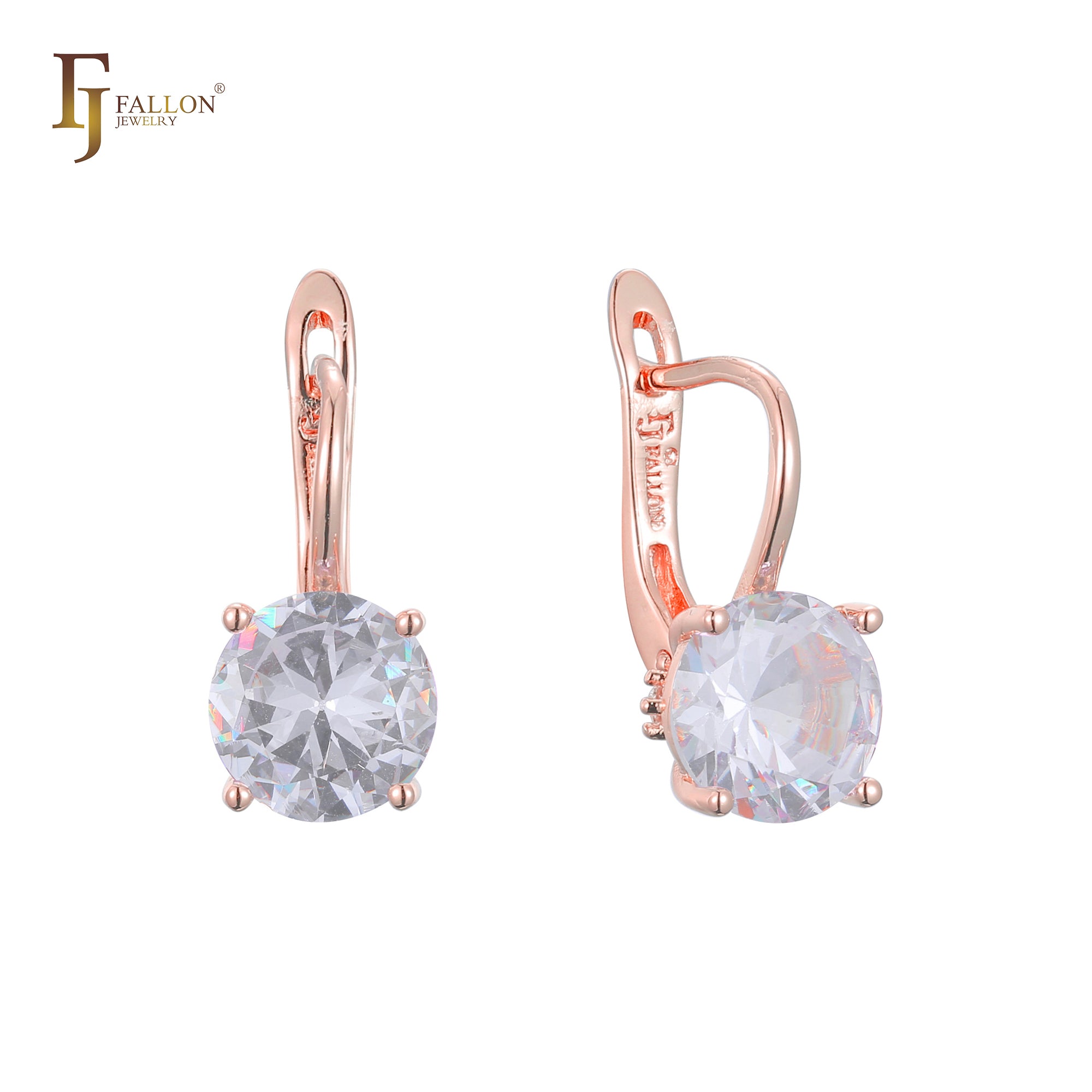 Minimalism Solitaire big CZ 14K Gold, Rose Gold earrings