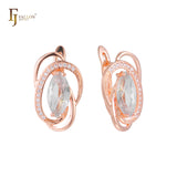 Solitaire Marquise 14K Gold, Rose Gold, two tone earrings