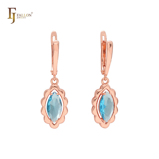 Marquise red Marquise CZ drop Rose Gold earrings