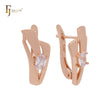 Solitaire white CZs irregular geometric shaped Rose Gold Clip-On Earrings