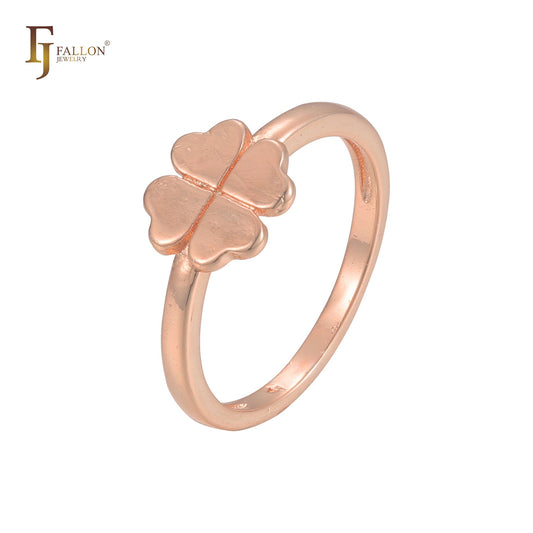 Little 14K Gold, Rose Gold clover rings