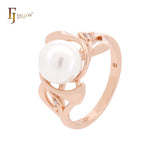 Pearl of brach white CZ Rose Gold Fashion Rings