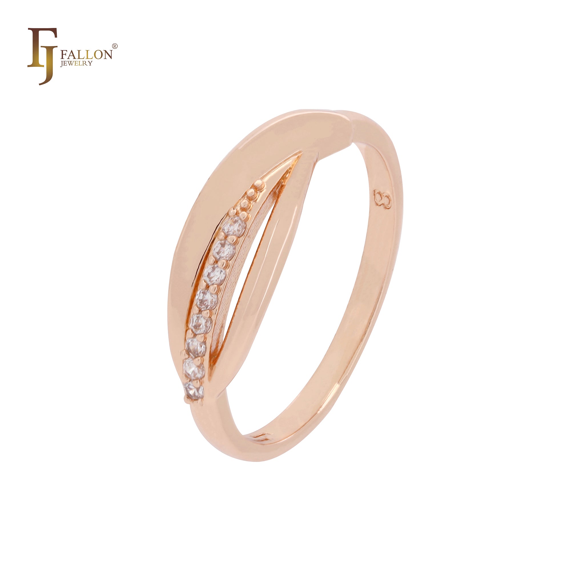 Single row of white CZs Rose Gold Fashion Rings