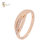 Single row of white CZs Rose Gold Fashion Rings