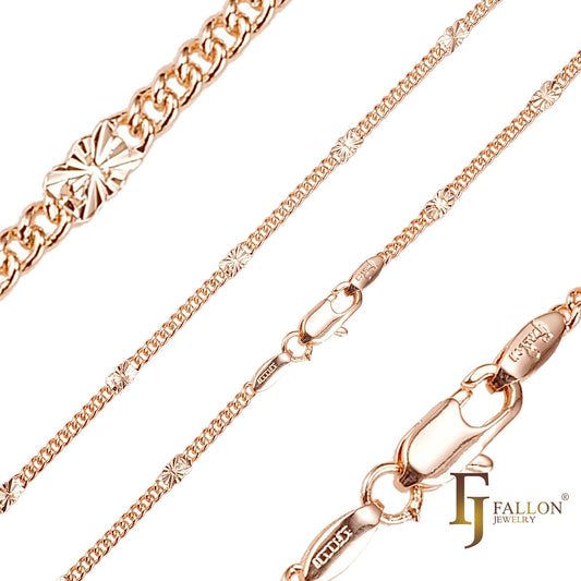 Sunflower fancy link Rose Gold, two tone chains