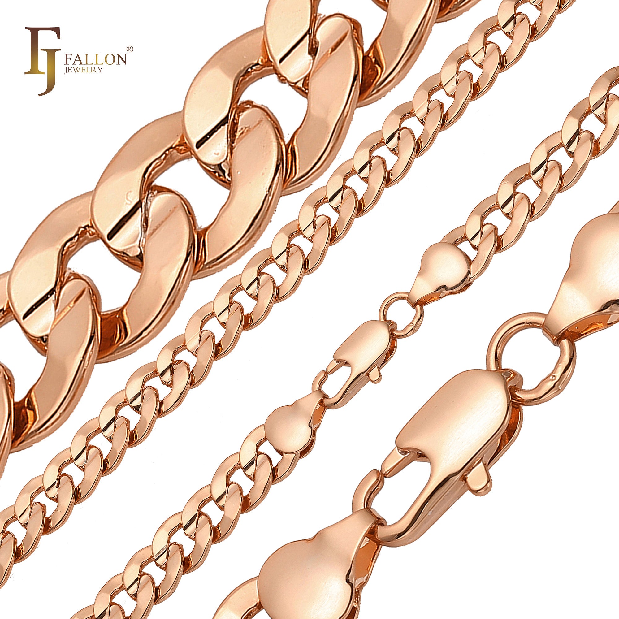 Curb link center rod grooved 14K Gold, Rose Gold, two tone Chain