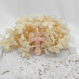 Rose Gold  catholic cross budded pendant