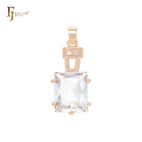 Squared white CZ Rose Gold Solitaire Pendant