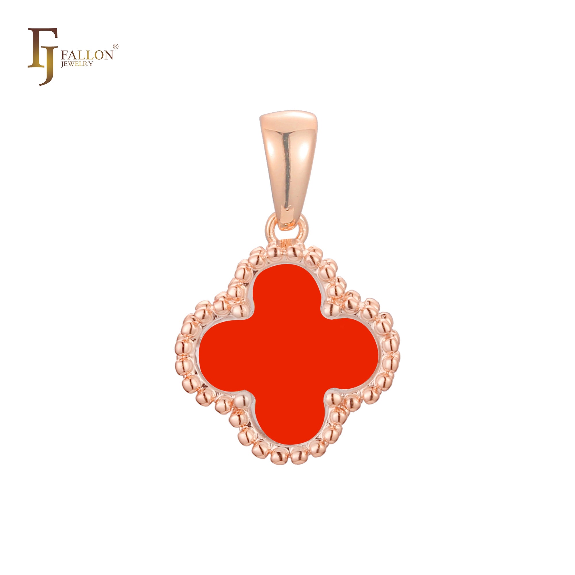 Lucky colorful Clover Rose Gold, 14K Gold, white Gold pendant