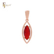 Solitaire Marquise red CZ clawed Rose Gold Solitaire Pendant