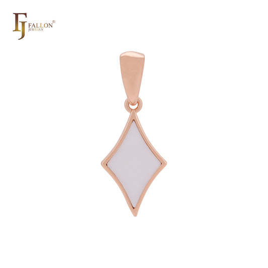 Minimalism the black or white Spade shape Rose Gold Solitaire Pendant