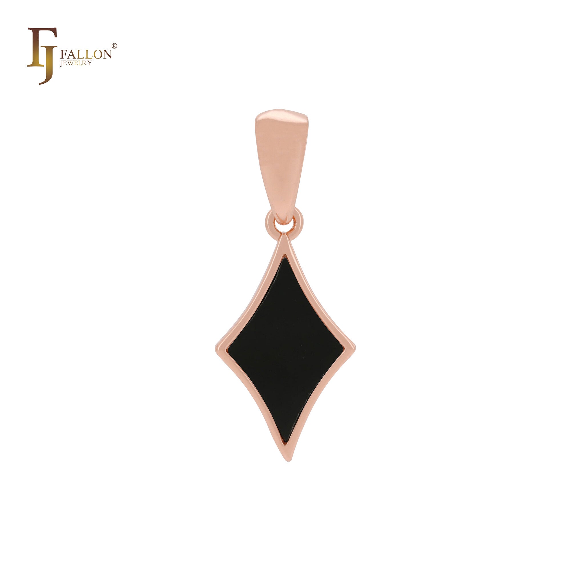 Minimalism the black or white Spade shape Rose Gold Solitaire Pendant