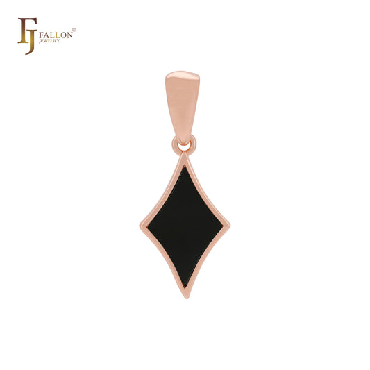 Minimalism the black or white Spade shape Rose Gold Solitaire Pendant