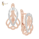 Flower filigree Elegant 14K Gold, Rose Gold two tone Clip-On Earrings