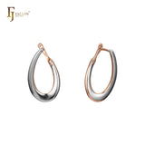 Minimalism curved Rose Gold, two tone earrings