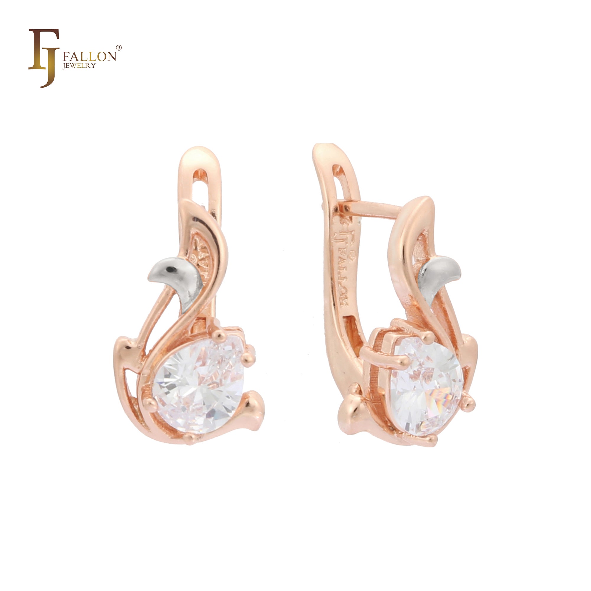 Agile Birdy Solitaire teardrop Rose Gold, two tone earrings