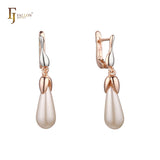 Baroque Pearl or turquoise Rose Gold, two tone earrings