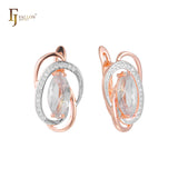 Aretes Solitaire Marquise en Oro de 14K, Oro Rosa, baño de dos tonos