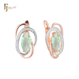 Solitaire Marquise 14K Gold, Rose Gold, two tone earrings