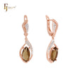 Great solitaire Marquise coffee CZ Rose Gold two tone Clip-On Earrings