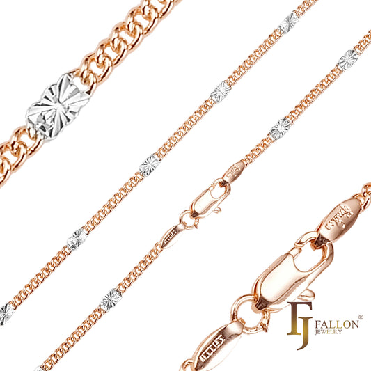 Sunflower fancy link Rose Gold, two tone chains
