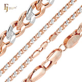 Curb link center rod grooved 14K Gold, Rose Gold, two tone Chain