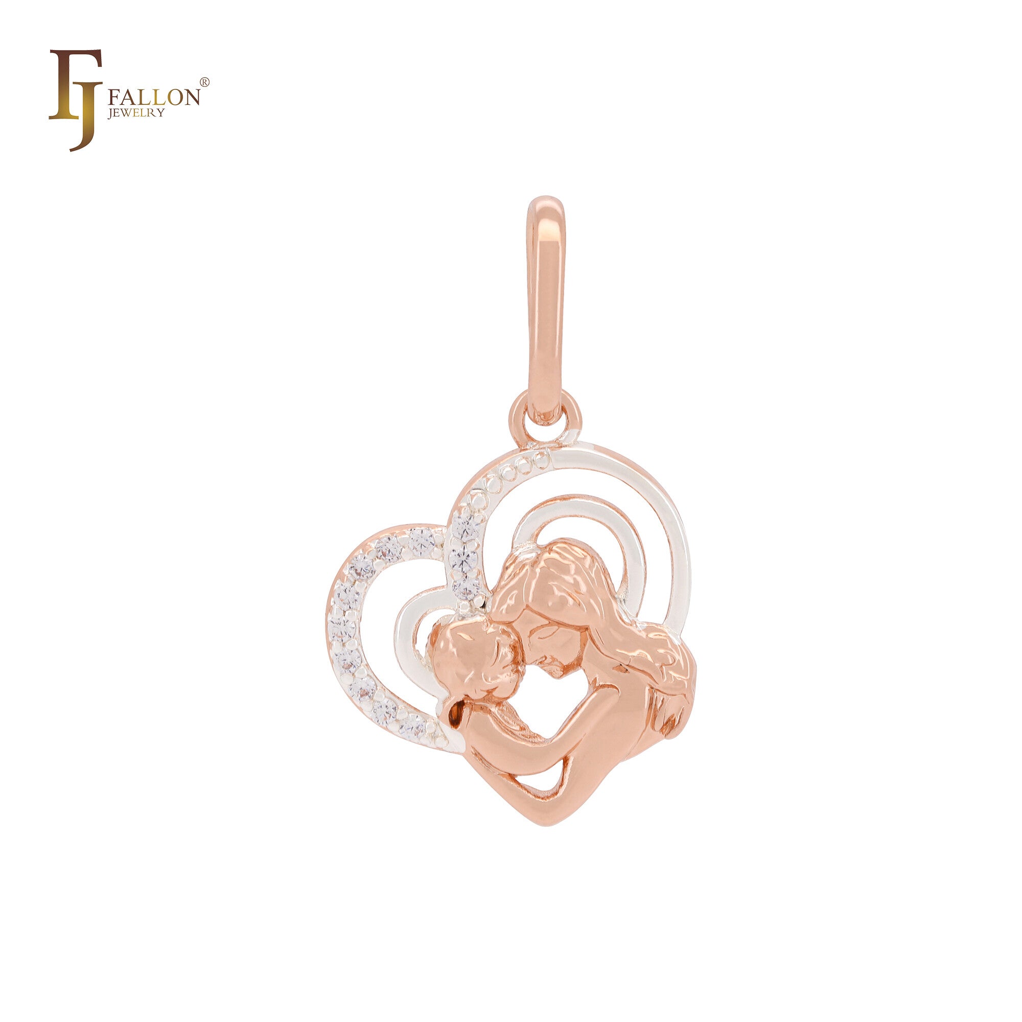 Heart of love from mom to kid mother's day Rose Gold two tone Pendant