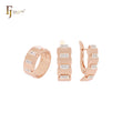 Trail regular repetitive design with white CZs Rose Gold two tone Jewelry Set with Rings