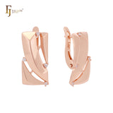 Squared window of white CZs Rose Gold Clip-On Earrings