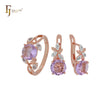 Giant Big rounded CZ Rose Gold two tone Jewelry Set with Rings