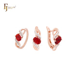 Ribbon clawed oval cut solitaire cz Rose Gold two tone Jewelry Set wit Rings