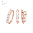 Triple cluster white rounded CZs Rose Gold Jewelry Set with Rings