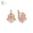 Interlocking peacock Rhombus Rose Gold two tone Clip-On Earrings