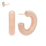 Overlapping ring stacking shaped C Hoop 14K Gold, Rose Gold, White Gold Stud Earrings