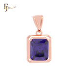 Big red squared CZ solitaire 585 Rose Gold Solitaire Pendant