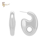 Hollow six geometric glossy 14K Gold, Rose Gold, White Gold Stud Earrings